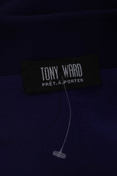 Tony Ward Womens Full Zipper Diamond Pockets Jacket Purple Size Large