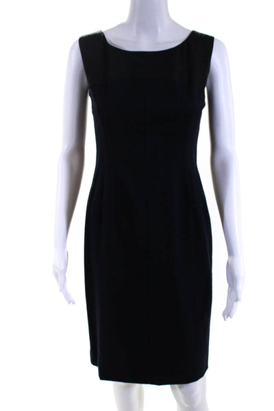 Narciso Rodriguez Womens Sleeveless Sheath Dress Navy Blue Black Wool Size 6