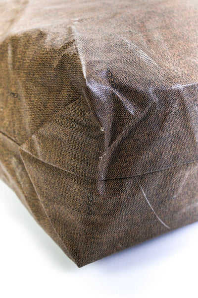Fendi Womens Brown Vintage Zip Large Canvas Tote Shoulder Bag Handbag
