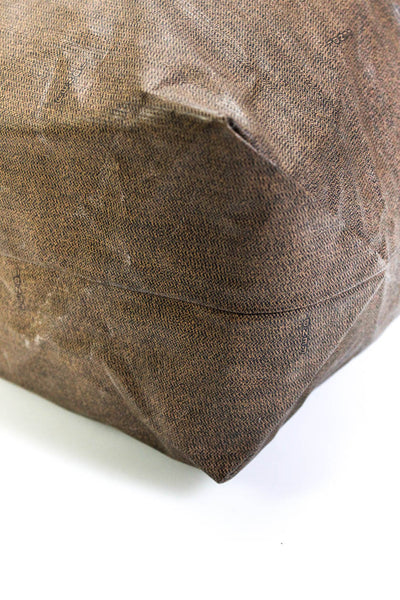 Fendi Womens Brown Vintage Zip Large Canvas Tote Shoulder Bag Handbag