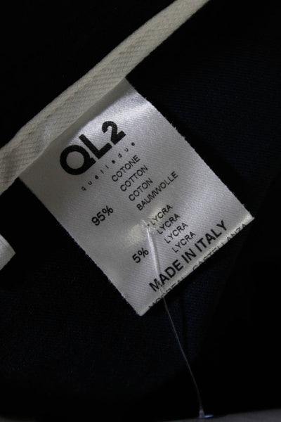 QL2 Womens Mid Rise Pleated Boot Cut Dress Pants Navy Blue Size IT 40
