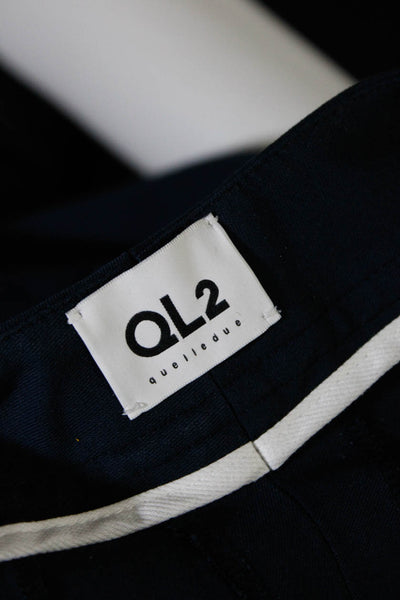 QL2 Womens Mid Rise Pleated Boot Cut Dress Pants Navy Blue Size IT 40
