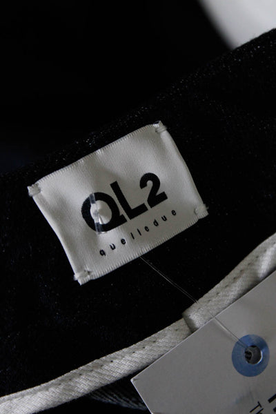 QL2 Womens Monet Denim Boot Cut Pleated Crop Pants Dark Blue Size IT 40
