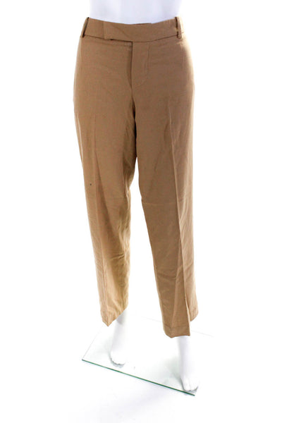 Chloe Womens Wool Pleated Front Straight Leg Dress Trousers Beige Size 11T