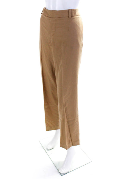 Chloe Womens Wool Pleated Front Straight Leg Dress Trousers Beige Size 11T