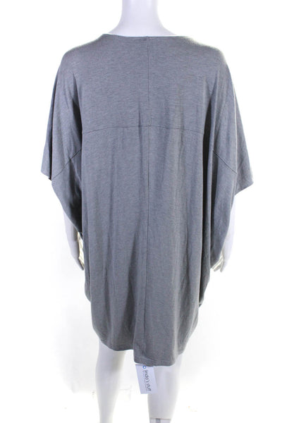 Hatch Womens Short Sleeve V Neck Knit Mini Shirt Dress Gray One Size