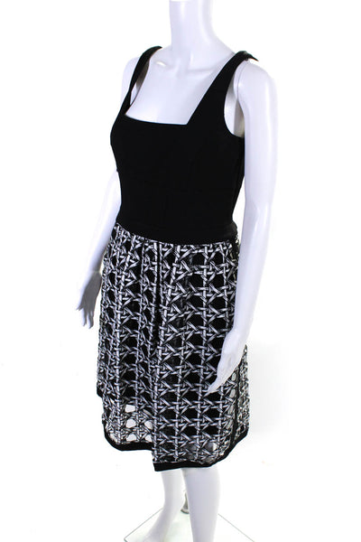 Hilton Hollis Women's Square Neck Textured Lace Tea Dress Black Size 8