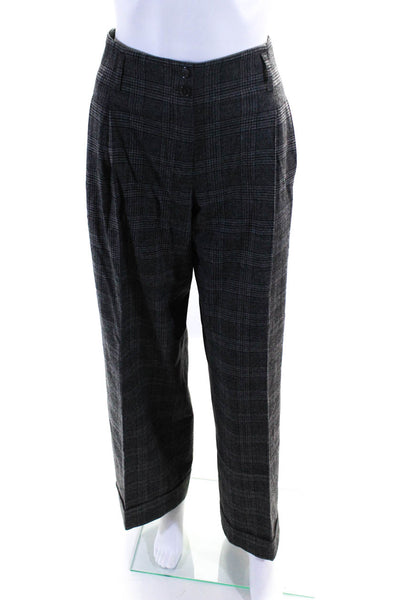 Michael Kors Collection Womens High Rise Pleated Plaid Dress Pants Gray Size 8