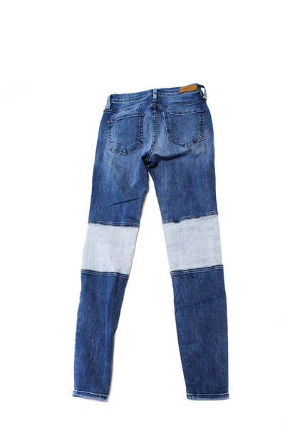 Etienne Marcel Women's Two Toned Zipper Detail Distressed Jeans Blue Size 26