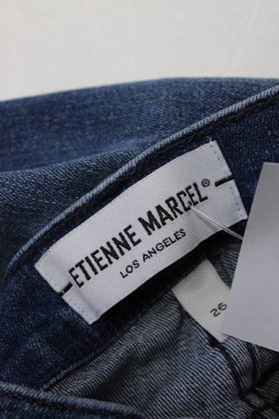 Etienne Marcel Women's Two Toned Zipper Detail Distressed Jeans Blue Size 26