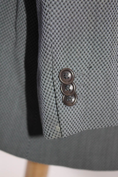 Armani Collezioni Mens Plaid Three Button Blazer Gray Black Size 44 Long