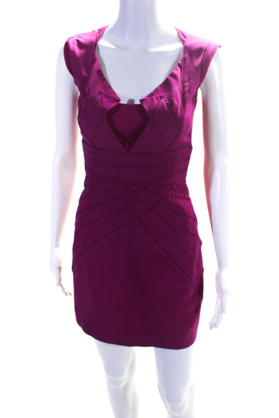 Zac Posen Womens Back Zip Sleeveless Mini Sheath Dress Fuschia Silk Size 2