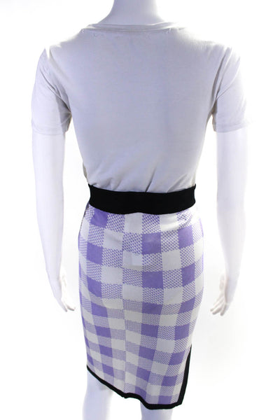 Sister By Sibling Womens Check Contrast Trim Pencil Skirt Purple White Small