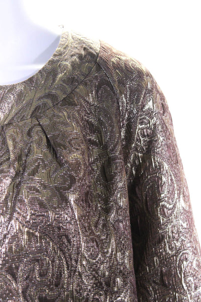 Michael Kors Women's Long Sleeve Lined Metallic Mid Length Blazer Pink Size XL