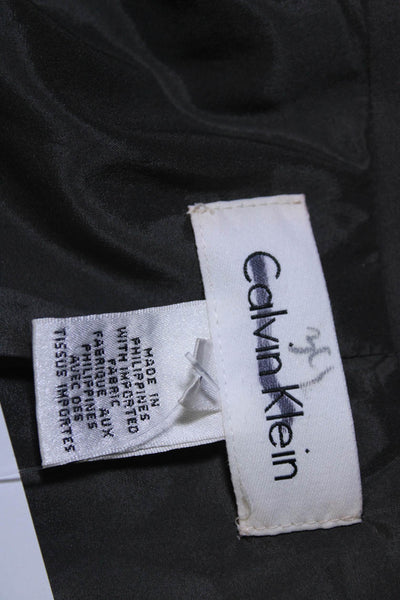 Calvin Klein Womens Notched Lapel One Button Long Sleeve Blazer Gray Size 8