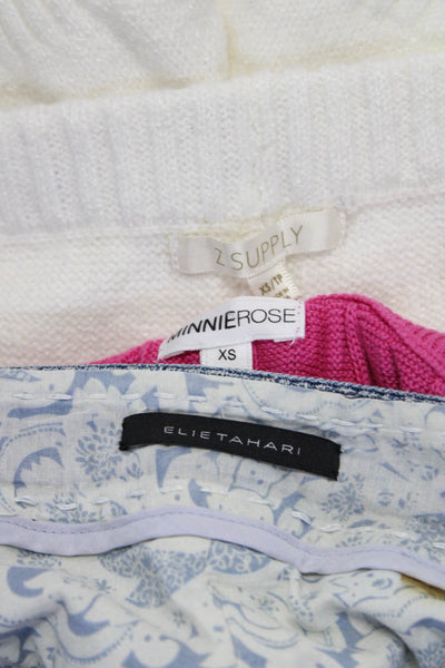 Z Supply Women's Knit Shorts Denim Shorts White Pink Blue Size XS 28 Lot 3
