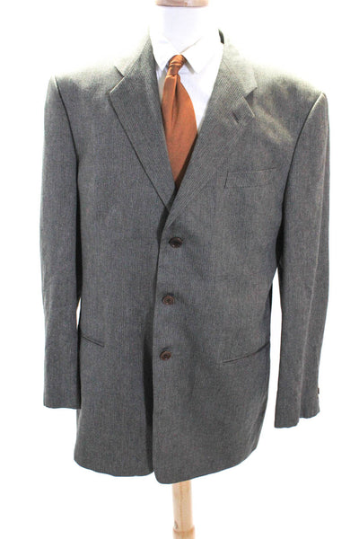 Armani Collezioni Mens Silk Three Button Blazer Brown Size 44 Long
