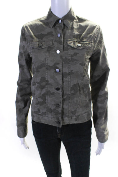 ATM Anthony Thomas Melillo Womens Camouflage Button Front Jacket Olive Size XS