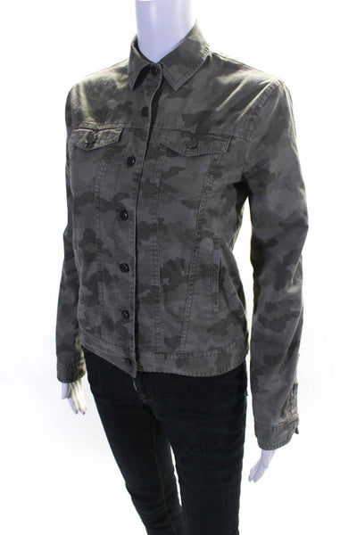 ATM Anthony Thomas Melillo Womens Camouflage Button Front Jacket Olive Size XS