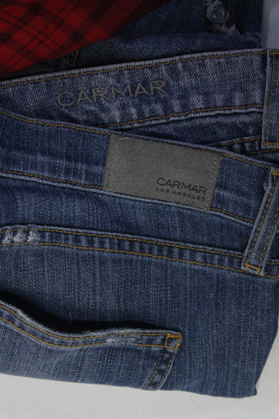 Carmar Womens Distressed Star Patch Mid Rise Skinny Jeans Blue Size 29 26 Lot 2