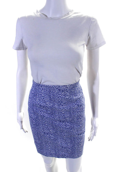Leggiadro Women's Cotton Blend Animal Print Pencil Skirt Purple Size 10