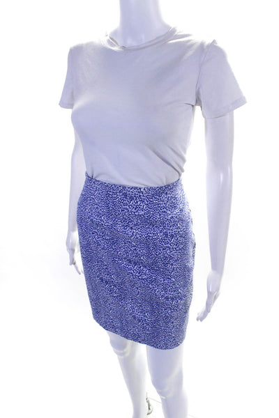 Leggiadro Women's Cotton Blend Animal Print Pencil Skirt Purple Size 10