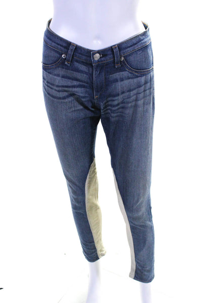 Rag & Bone Jean Womens Lamb Leather Panel Low Rise Skinny Jeans Blue Size 24