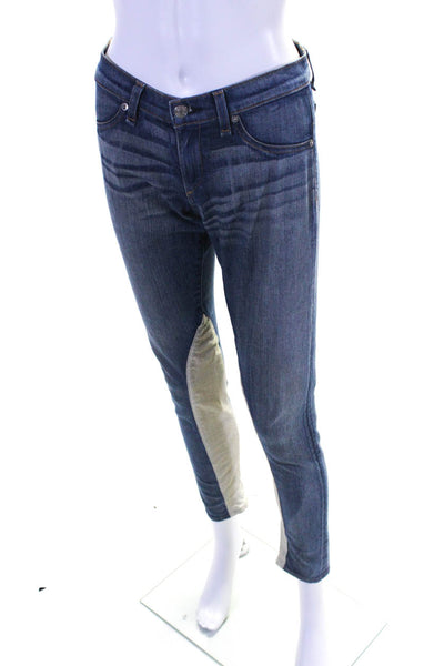 Rag & Bone Jean Womens Lamb Leather Panel Low Rise Skinny Jeans Blue Size 24