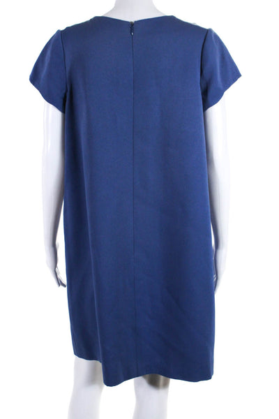 Tony Ward Women's Short Sleeve Knee Length Shift Dress Blue Size 8