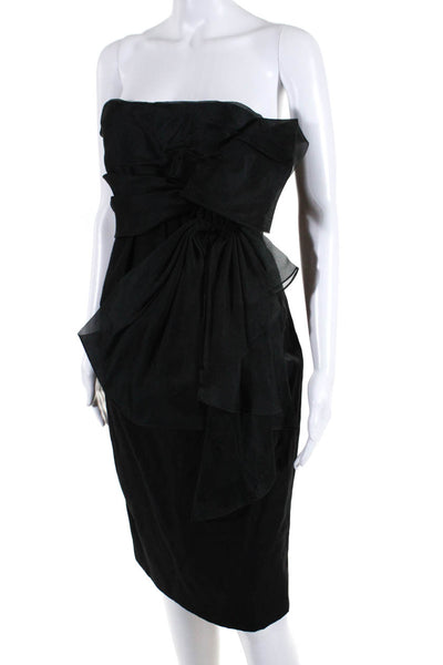 Gilmar Women's Wool Silk Blend Strapless Knee Length Sheath Dress Black Size M