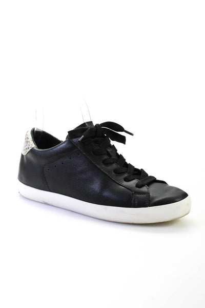 Banana Republic Womens Leather Patchwork Animal Lace-Up Sneakers Black Size 7