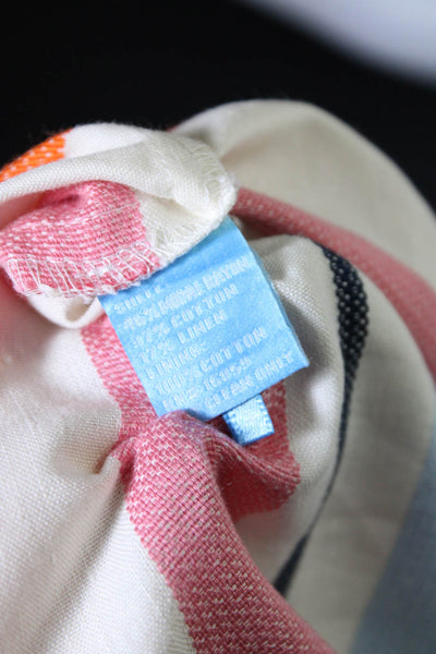 J. Mclaughlin Womens Back Zip Scoop Neck Striped Dress White Pink Blue Size 6