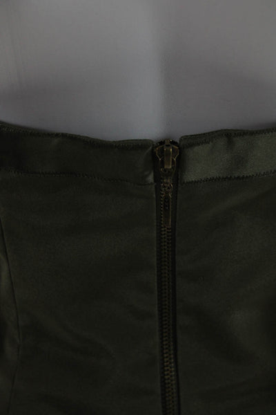 Nicole Miller Womens Back Zip Strapless Satin Striped Crop Top Green Size 8