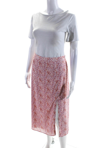 Lucy Paris Women's Lined Mid Rise Floral Slip Maxi Skirt  Orange Size S