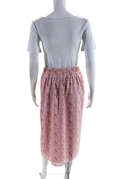 Lucy Paris Women's Lined Mid Rise Floral Slip Maxi Skirt  Orange Size S