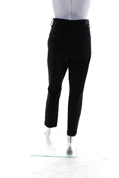 Cambio Womens Cotton Black & Gray Wash Mid-Rise Straight Leg Jeans Black Size 12