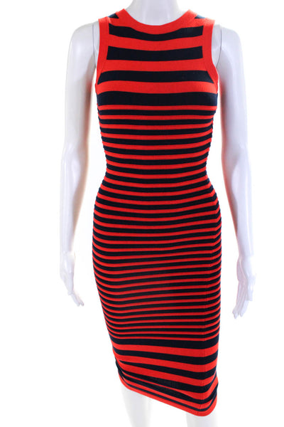 Milly Women's Petite Sleeveless Striped Bodycon Dress Red Blue Size S
