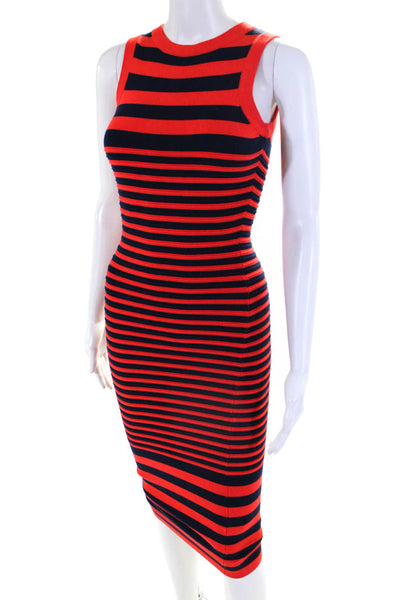 Milly Women's Petite Sleeveless Striped Bodycon Dress Red Blue Size S
