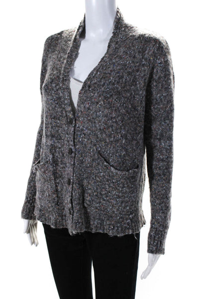 Inhabit Womens Textured Thick Knit Buttoned Cardigan Sweater Gray Blue Size M