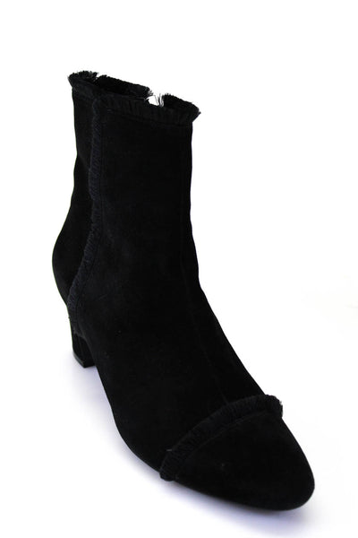 Jildor Womens Suede Fringe Ankle Boots Black Size 8.5 Medium