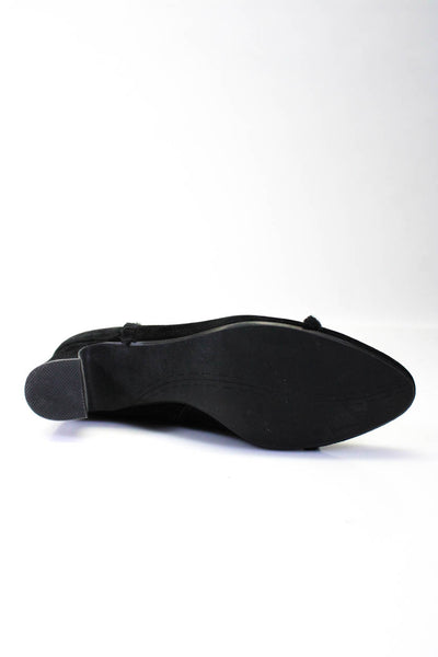 Jildor Womens Suede Fringe Ankle Boots Black Size 8.5 Medium