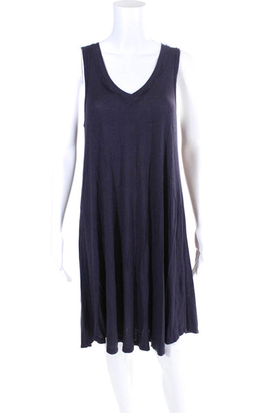 Z Supply Womens Sleeveless Scoop Neck A-Line Midi Tank Top Dress Navy Size S