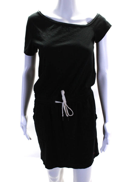 Philanthropy Womens Cotton Asymmetrical Neck Mini Blouson Dress Black Size S