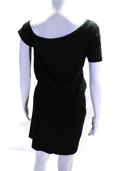 Philanthropy Womens Cotton Asymmetrical Neck Mini Blouson Dress Black Size S