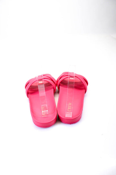 J Crew Womens Synthetic Crossed Straps Open Toe Slides Sandals Hot Pink Size 10