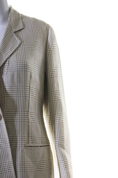 Mila Schon Womens Vintage Glen Check Woven Blazer Jacket Ivory Gray Size IT 44