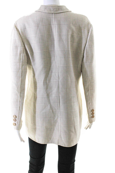 Mila Schon Womens Vintage Glen Check Woven Blazer Jacket Ivory Gray Size IT 44