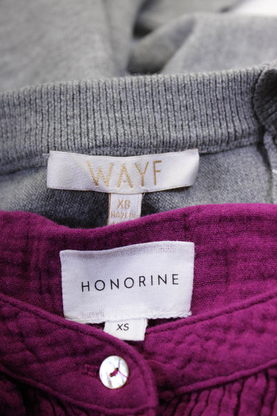 Honorine WAYF Womens Cotton Textured Button Up Blouse Top Purple Size XS Lot 2