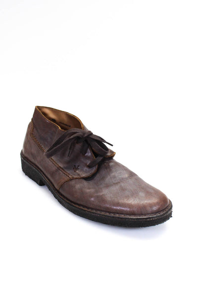 John Varvatos Mens Leather Darted Laced-Up Round Toe Loafers Brown Size 10.5