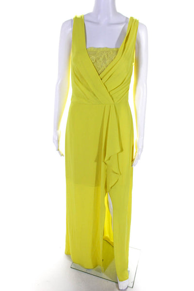 BCBG Max Azria Women's Spaghetti Strap Lace Wrap Sundress Yellow Size 6